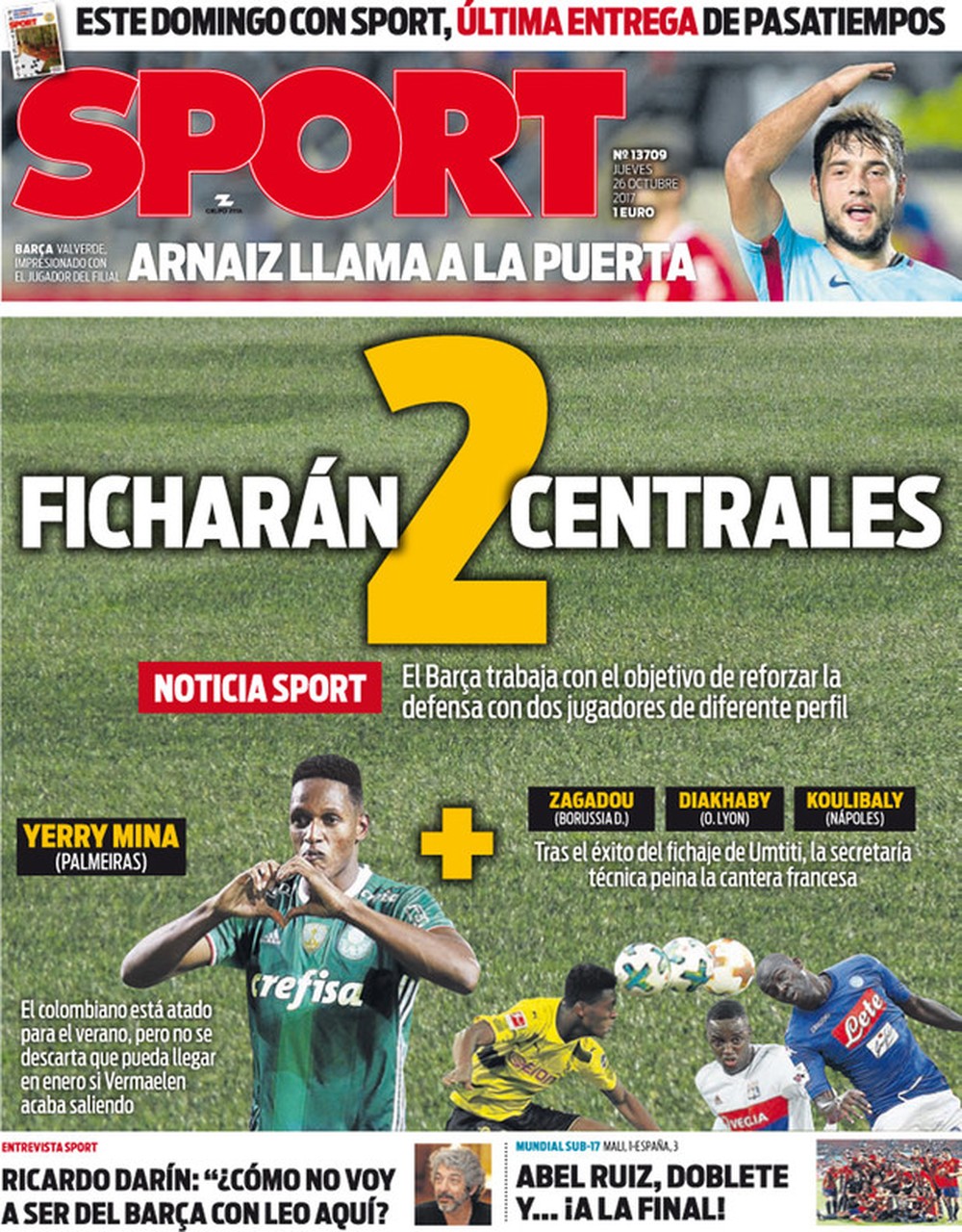 Jornal diz que Barça cogita ter Mina em janeiro