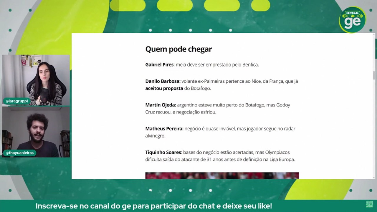 Thayuan Leiras atualiza a lista de reforços do Botafogo