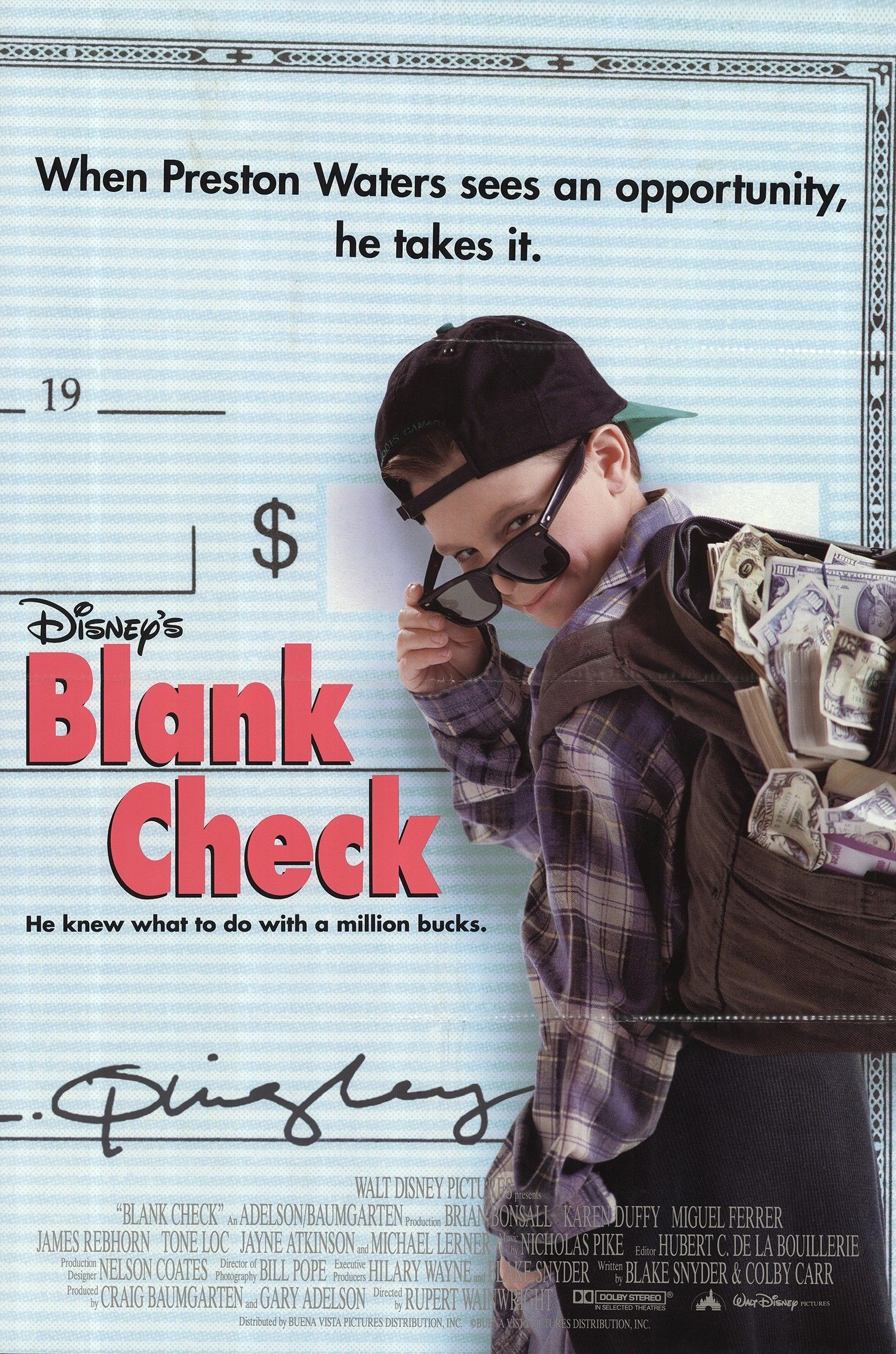 O cartaz de Cheque em Branco (1994), da Disney (Foto: Reprodução)