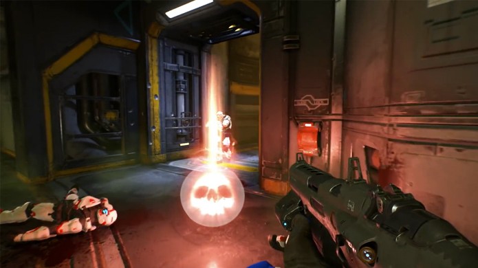No modo multiplayer Soul Harvest de Doom é preciso pegar as almas deixadas pelos adversários mortos (Foto: Reprodução/YouTube)
