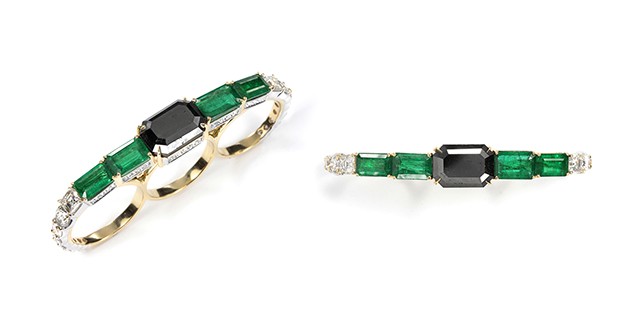 Knuckle-dusters made with emeralds, and white and black diamonds (Foto: Reprodução)