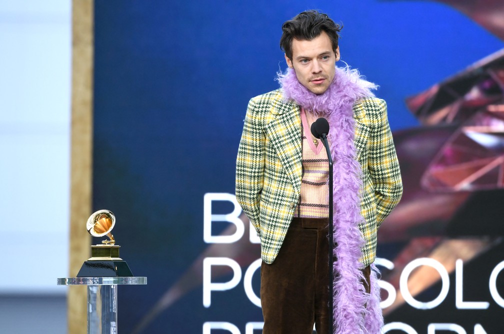 Harry Styles ganha Grammy de Melhor Performance Pop Solo — Foto: Kevin Winter / Getty Images via AFP