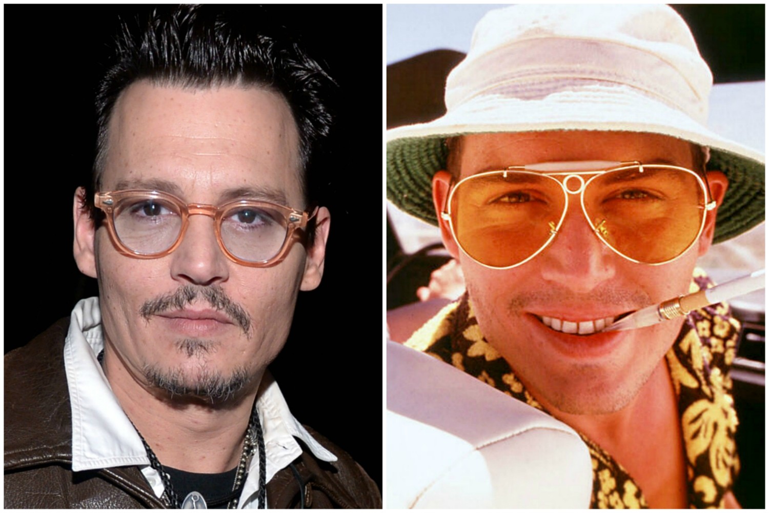 Johnny Depp em 'Medo e Delírio' (1998). (Foto: Getty Images e Reprodução)