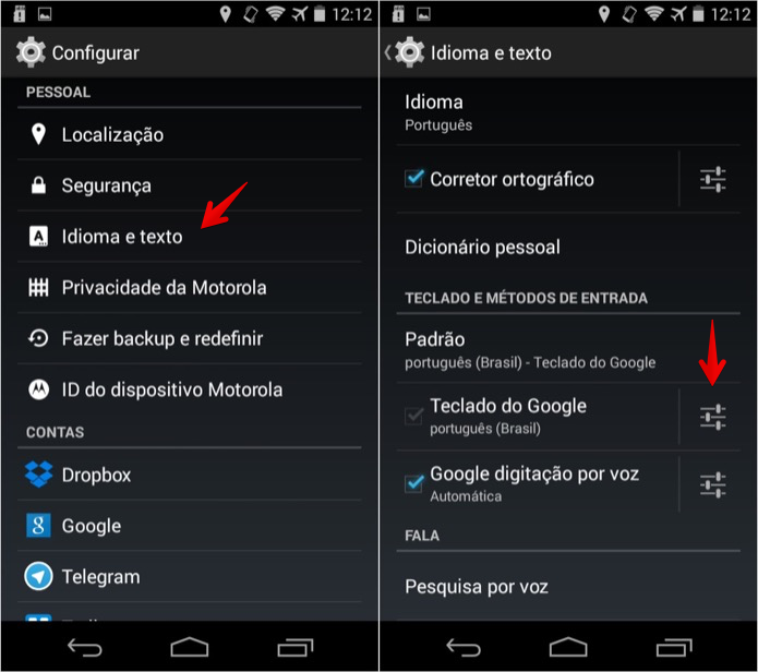 Acesse as configurações de teclado no Android (Foto: Reprodução/Helito Bijora) 