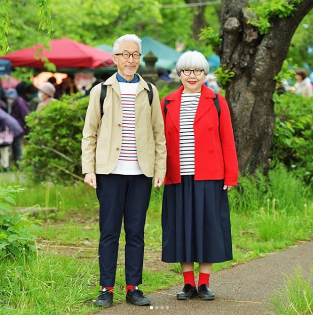 Casal japonês combina os looks há mais de 30 anos (Foto: Reprodução / Instagram)