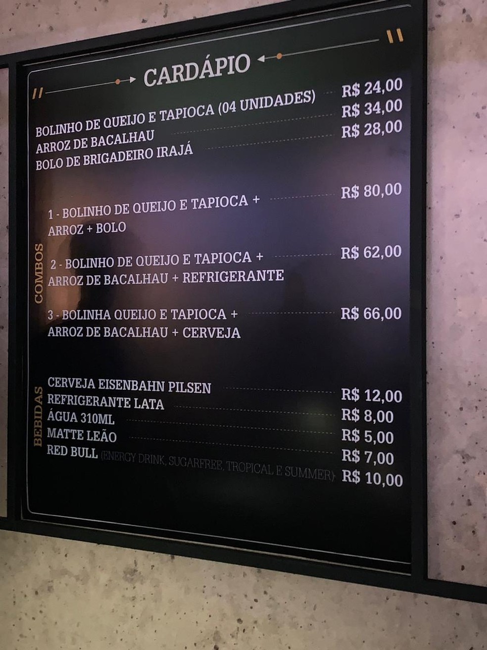 Preços do Irajá no Gourmet Square do Rock in RIo — Foto: G1 Rio