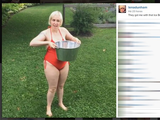 Lena Dunham participa do desafio do balde de gelo (Foto: Reprodução/Instagram)