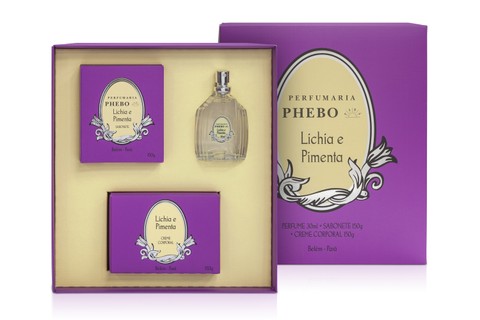 Kit de Lichia e Pimenta, Phebo Perfumaria (R$ 120): perfume, sabonete e loção hidratante levam um mix olfativo frutado e picante  