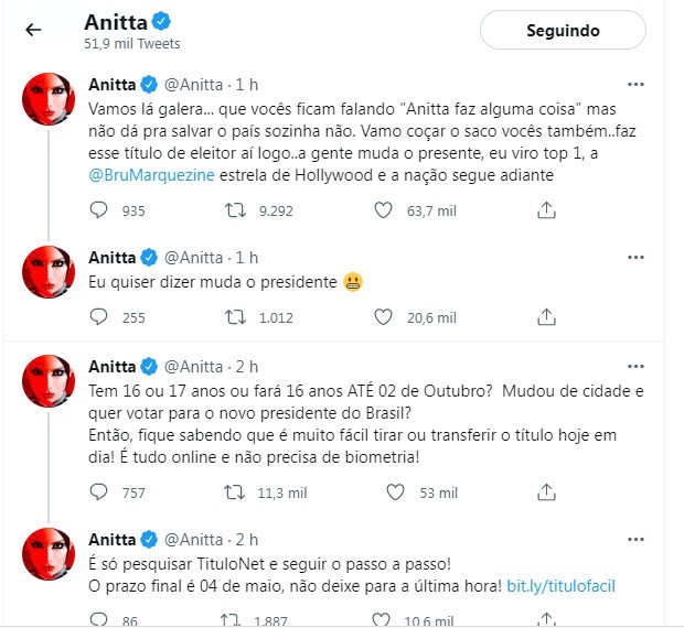 Posts de Anitta (Foto: Reprodução/Twitter)