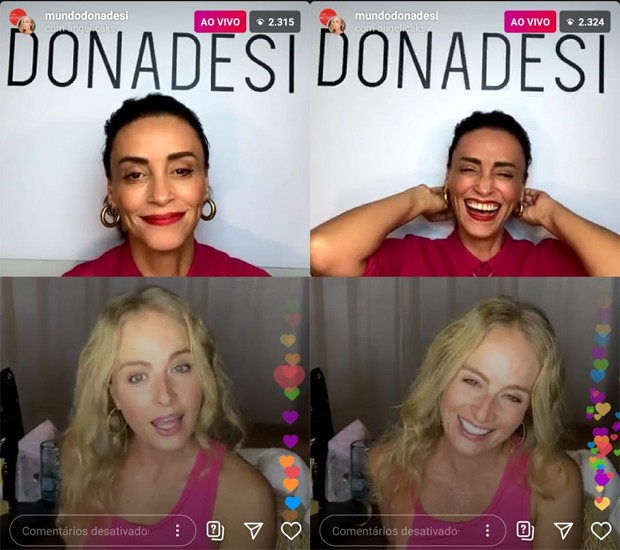 Suzana Pires e Angélica em live (Foto: Reprodução/Instagram)