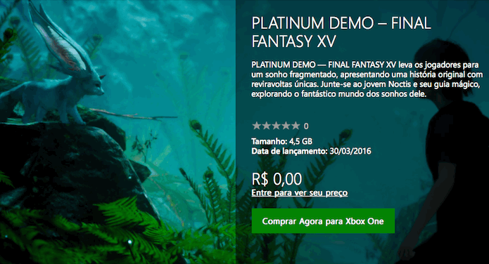 Final Fantasy XV: arquivo da demo é mais pesado no Xbox One (Foto: Reprodução/Victor Teixeira)