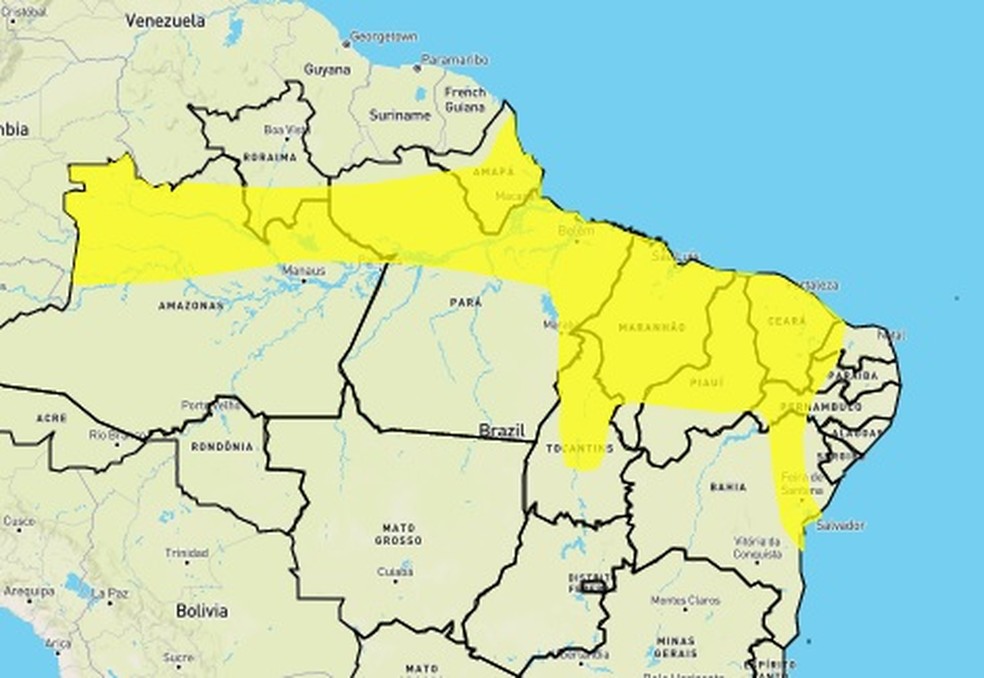 Inmet alerta para chuvas intensas no RN — Foto: Divulgação 
