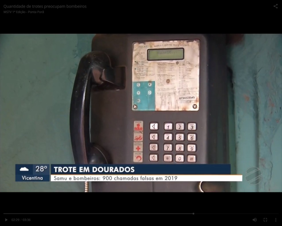 De acordo com os Bombeiros e o Samu, muitas liga&ccedil;oes vem de telefones p&uacute;blicos pr&oacute;ximos &agrave;s escolas &mdash; Foto: TV Morena/Reprodu&ccedil;&atilde;o