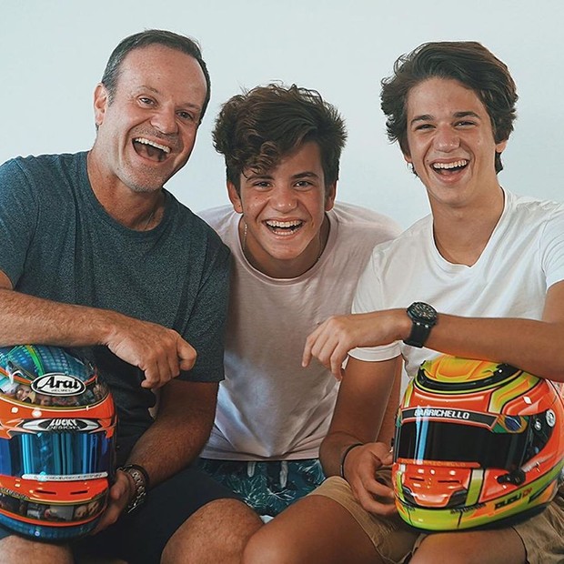 Rubinho Barrichelo com os filhos, Fernando Barrichello e Eduardo Barrichello (Foto: Reprodução/Instagram)