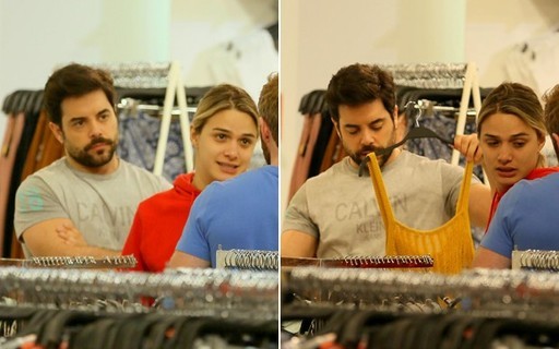 Glamour Garcia e Pedro Carvalho fazem compras juntos em shopping no Rio