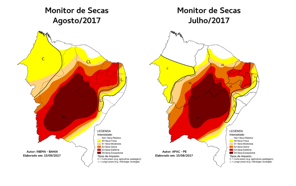 Situação de seca se agravou no RN, entre julho e agosto (Foto: Monitor de secas)
