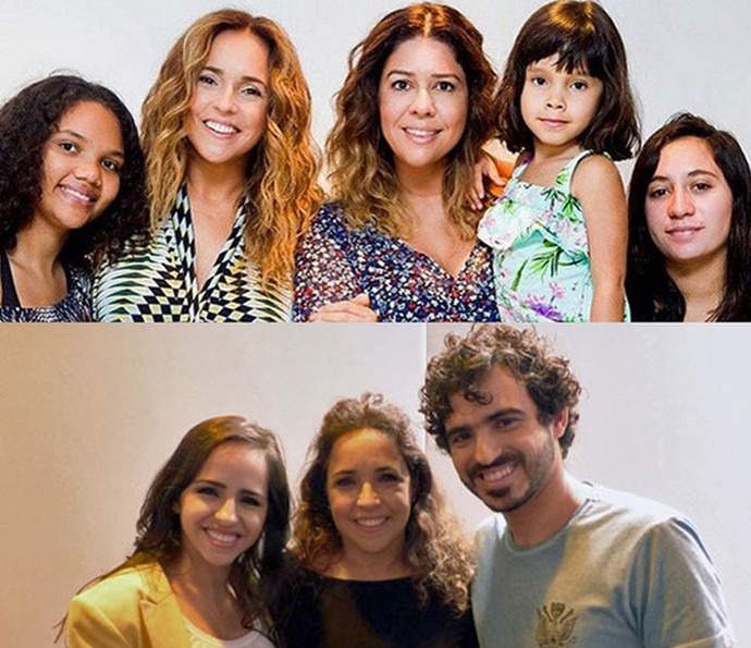 Daniela Mercury e a companheira, Malu Verçosa, com os filhos (Foto: Arquivo pessoal e Gshow)