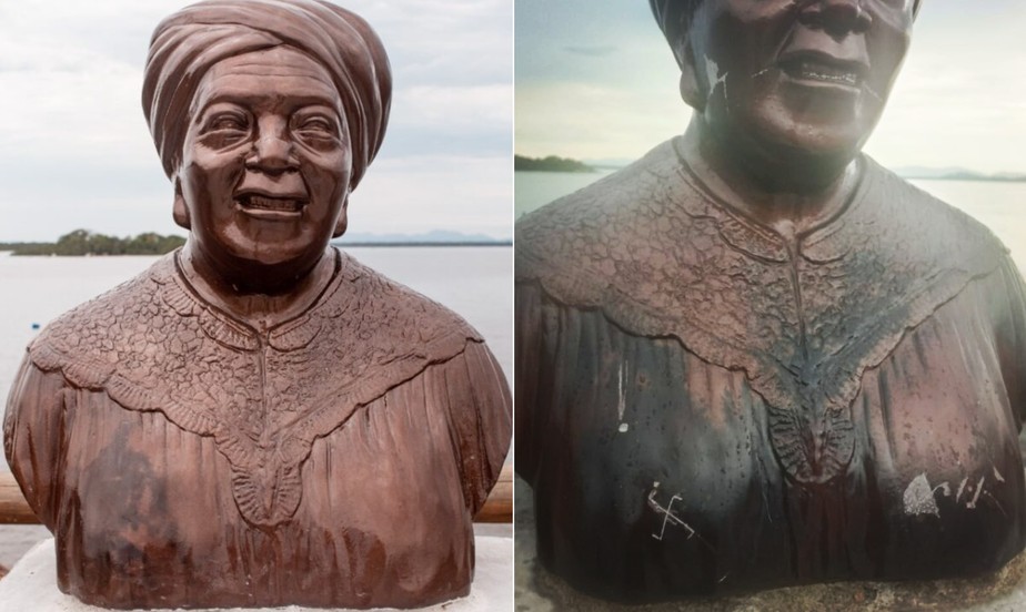 Busto de Maria Conga é vandalizado em Magé, na Baixada Fluminense