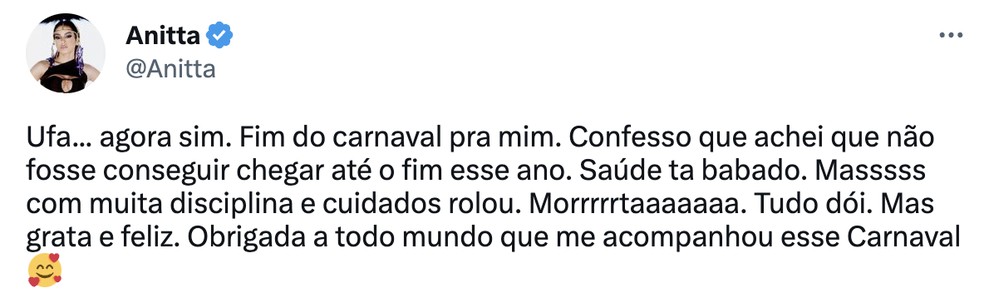 Anitta &mdash; Foto: Reprodu&ccedil;&atilde;o / Twitter