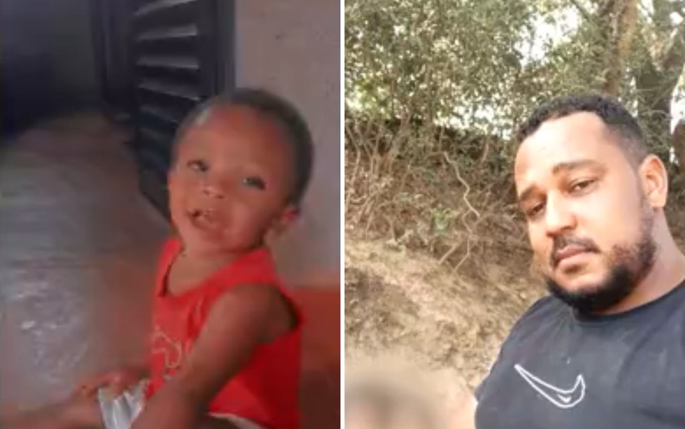 Bebê Adrian Pietro e pai Alessí Francisco desaparecem após homem jogar carro em ribanceira, em Cristalina, Goiás — Foto: Reprodução/Imagens cedidas pela família