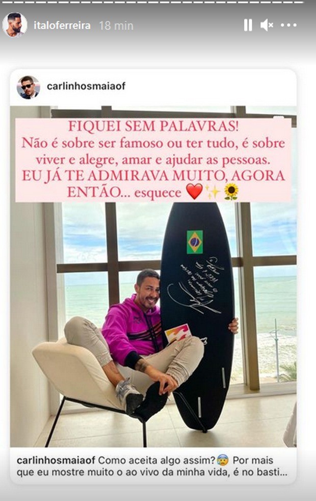 Ítalo Ferreira fala sobre Carlinhos Maia (Foto: Reprodução / Instagram)