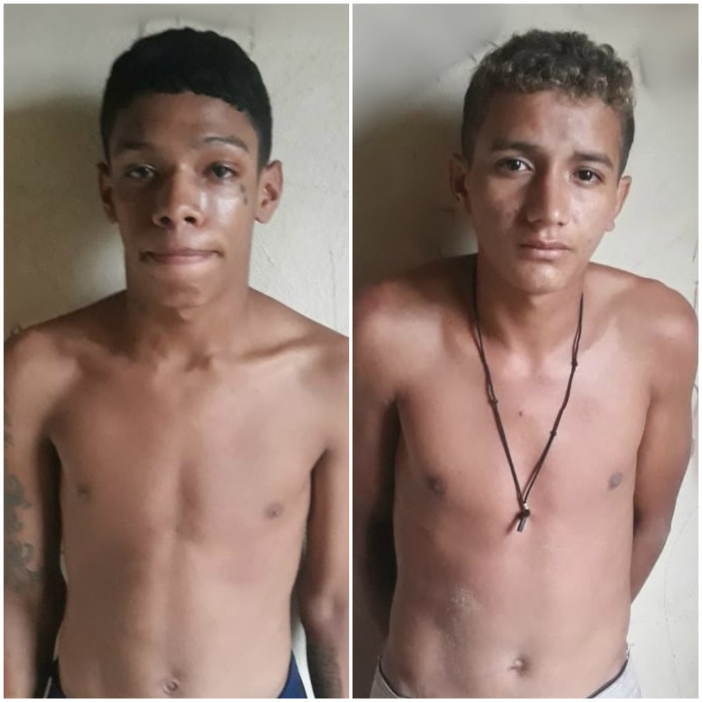 Guilherme Alves dos Santos e Anderson Farias Oliveira foram presos com arma, coletes e muniÃ§Ã£o no bairro Pedrinhas, em SÃ£o LuÃ­s â Foto: DivulgaÃ§Ã£o/PolÃ­cia Militar
