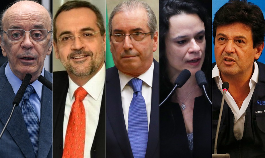 Da esquerda para a direita: José Serra, Abraham Weintraub, Eduardo Cunha, Janaina Paschoal e Mandetta