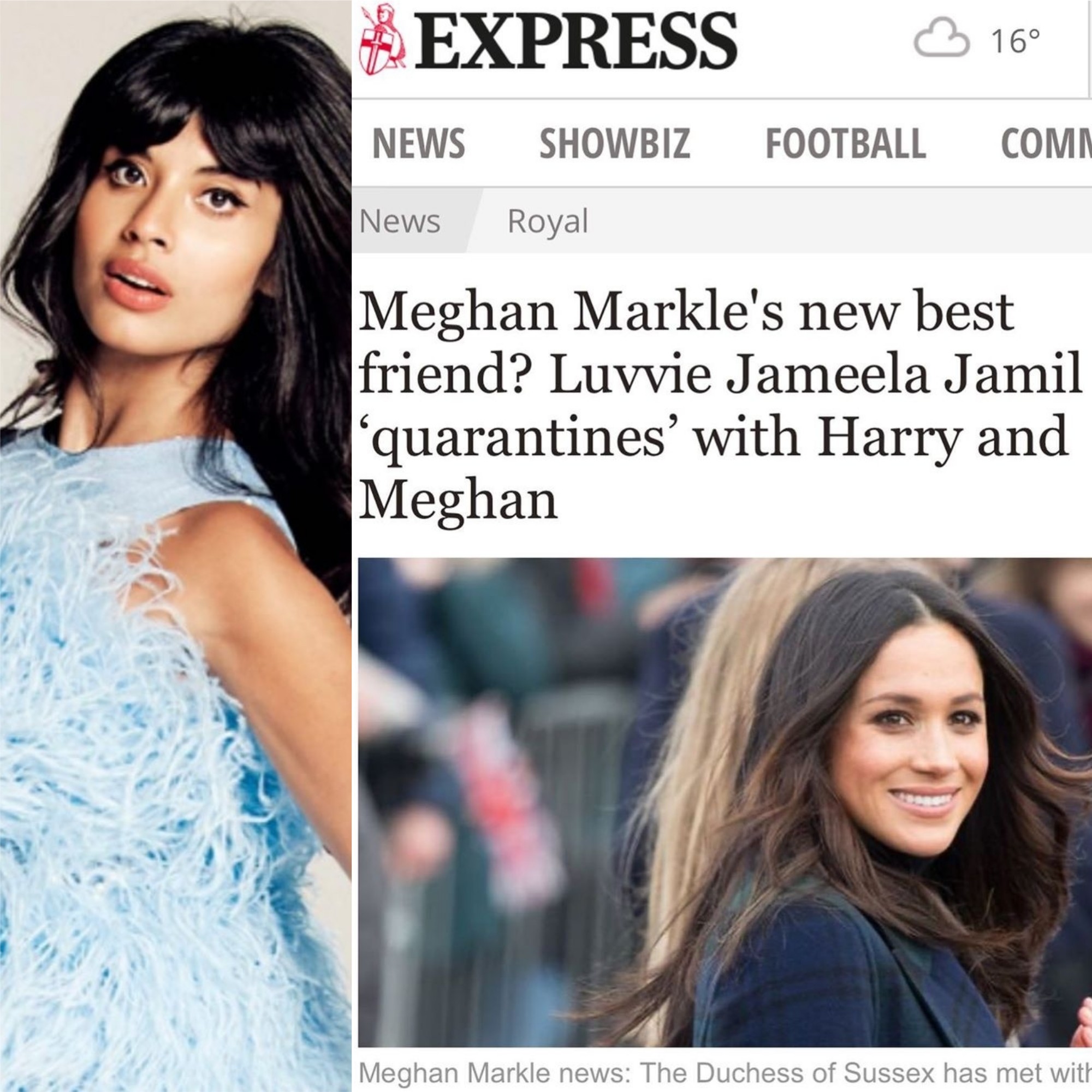 Jameela Jamil desmentiu tabloide britânico que afirmou que ela e Meghan Markle são, agora, melhores amigas (Foto: Reprodução/Instagram)