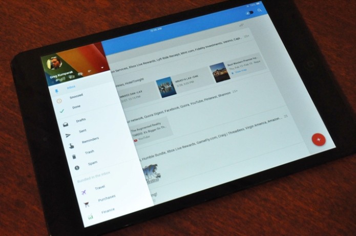 O aplicativo Inbox do Google est? dispon?vel para iPads e tablets Android (Foto: Reprodu??o/TechCrunch)