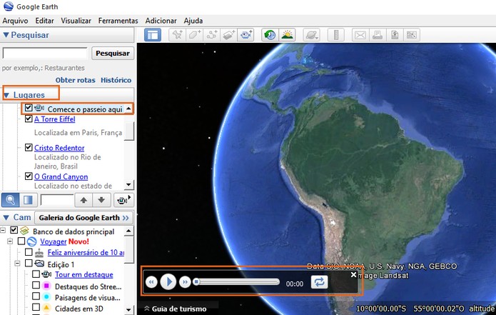 Selecione o passeio que deseja gravar no Google Earth (Foto: Reprodução/Barbara Mannara)