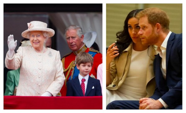 A Rainha Elizabeth 2ª com o neto James, que deverá ocupar funções deixadas pelo Príncipe Harry após mudança para os EUA (Foto: Getty Images)