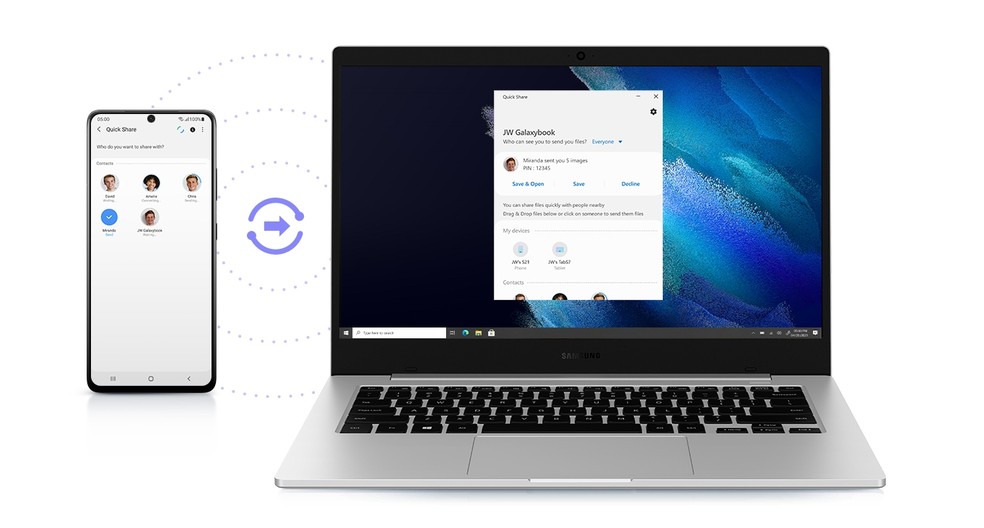 Notebook Galaxy Book Go tem integração com outros aparelhos Galaxy — Foto: Divulgação/Samsung