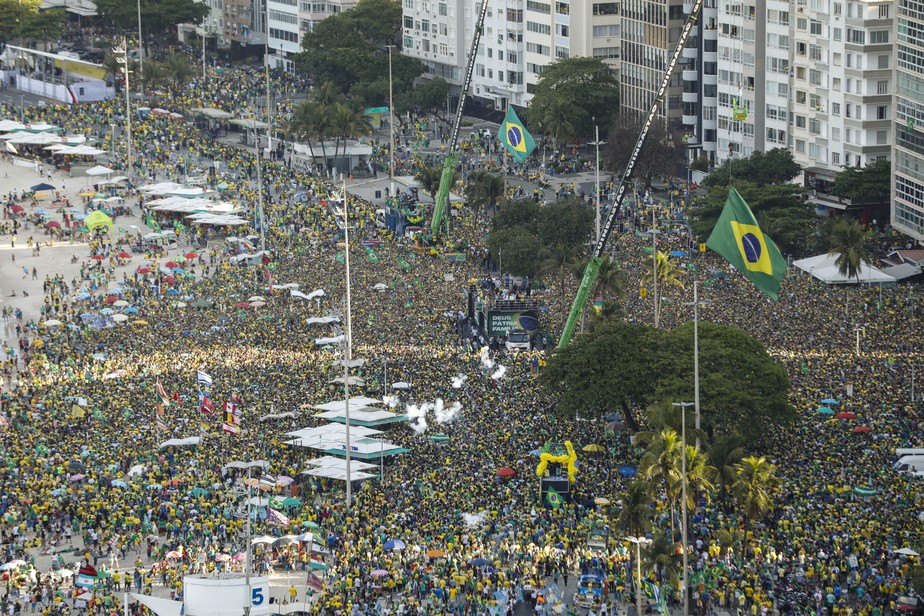 A manifestação bolsonarista na região do Posto 6, em Copacabana