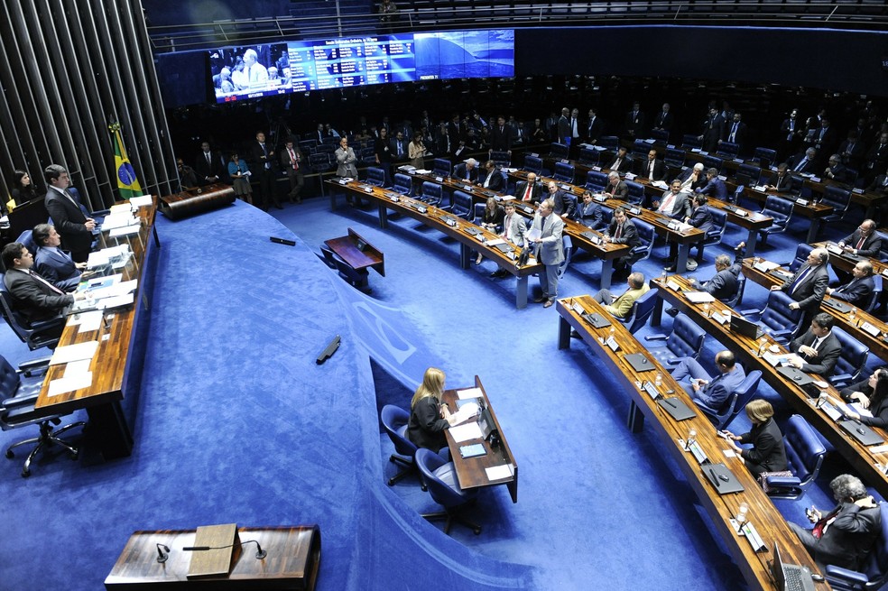PlenÃ¡rio do Senado Federal durante sessÃ£o deliberativa ordinÃ¡ria â€” Foto: Jonas Pereira/AgÃªncia Senado