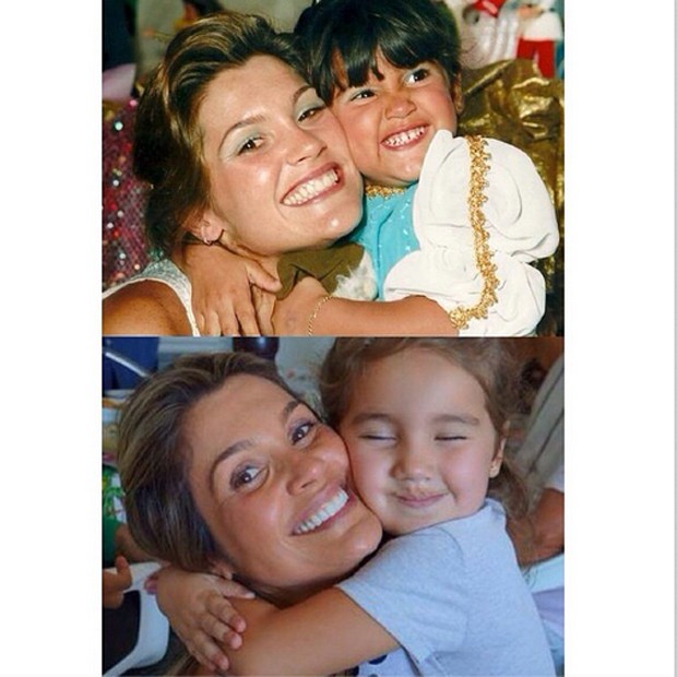 Flávia Alessandra posta foto antiga com a filha, Giulia, e a caçula Olívia (Foto: Reprodução/Instagram)