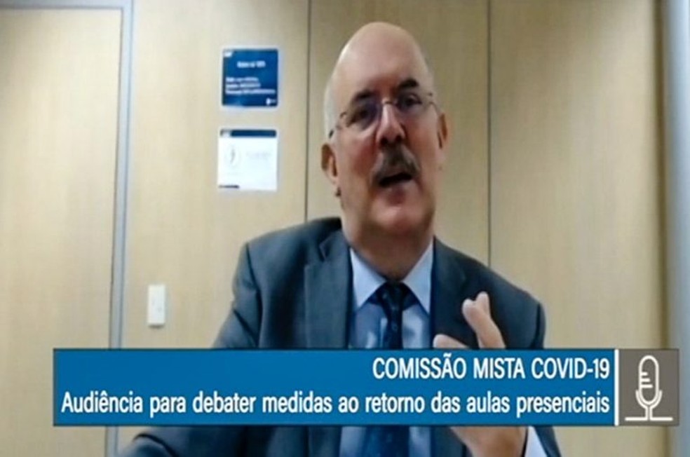 O ministro Milton Ribeiro durante Comissão Mista — Foto: TV Senado