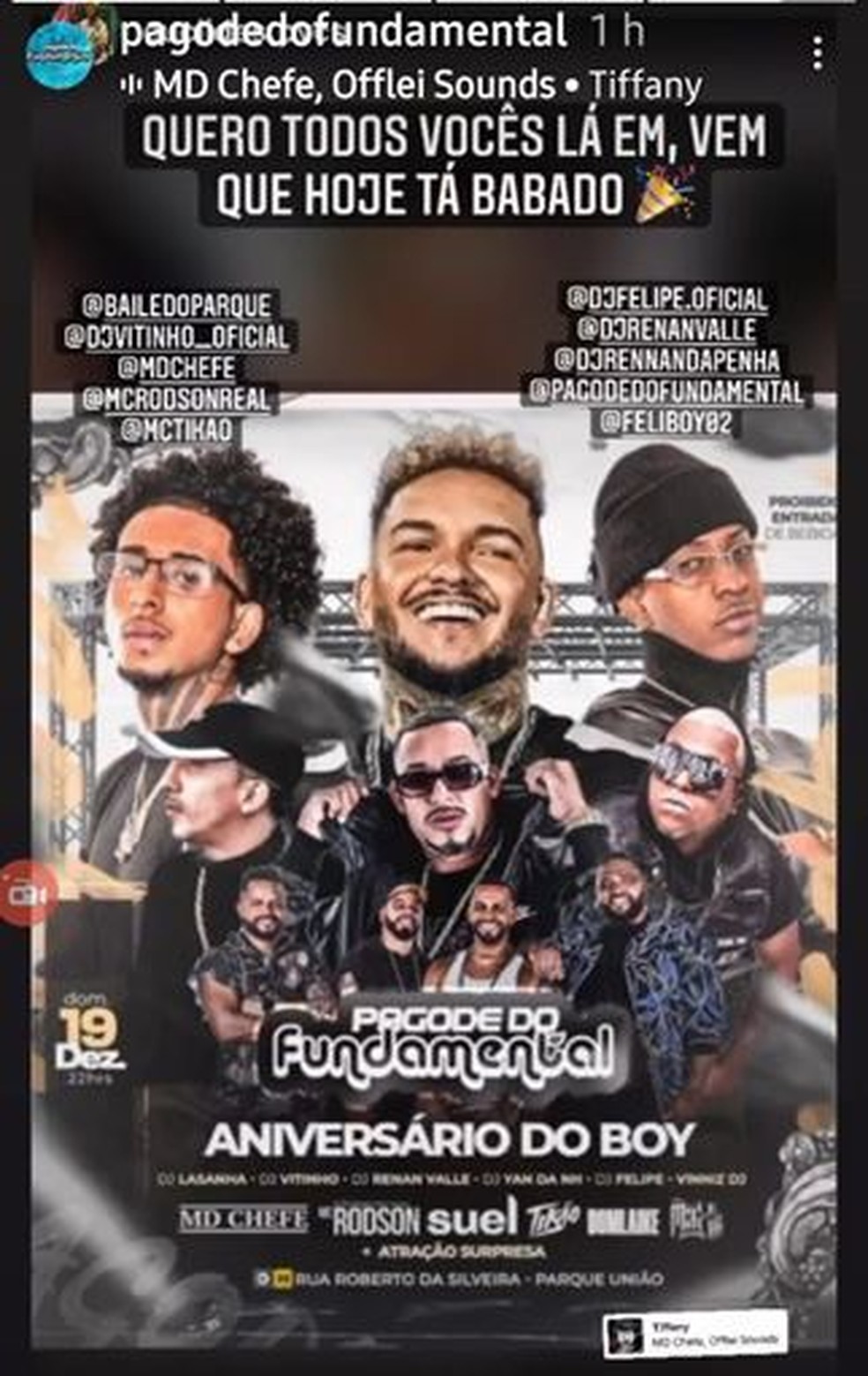 Festa para aniversário do criminoso — Foto: Reprodução/Arquivo Pessoal
