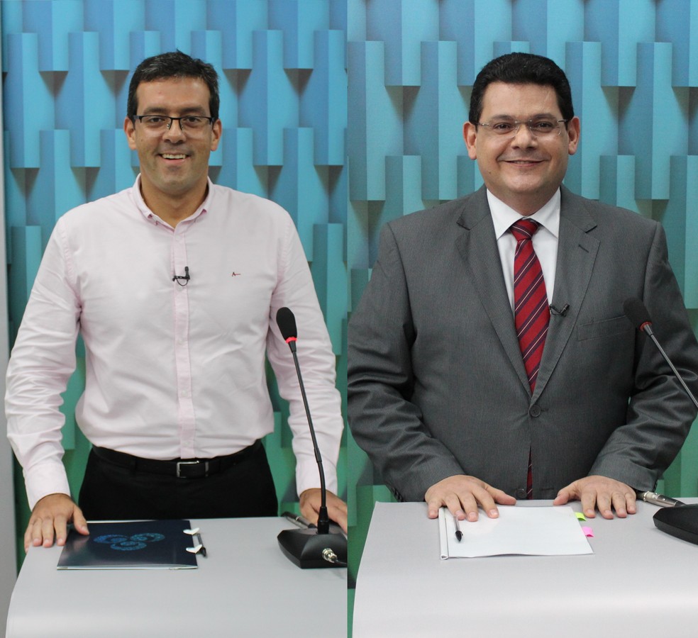 Candidatos à prefeitura de Macapá, Dr. Furlan e Josiel durante o debate na Rede Amazônica — Foto: John Pacheco/G1