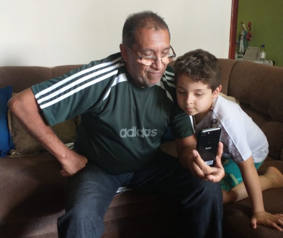 Chamada de vídeo com os familiares foi um presente inesquecível de Dia dos Pais — Foto: Arquivo pessoal