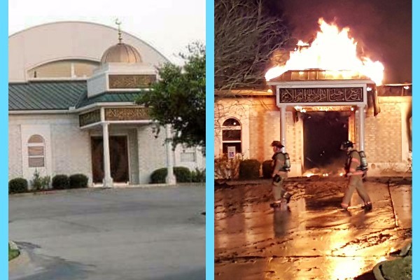Fotos mostram a mesquita antes e depois do incidente (Foto: Reprodução / GoFundMe)