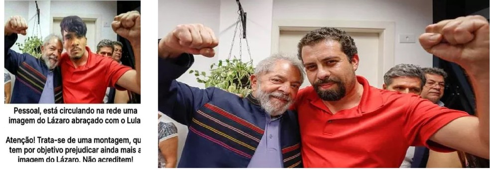  É #FAKE que imagens mostrem Lula ao lado de Lázaro — Foto: Reprodução