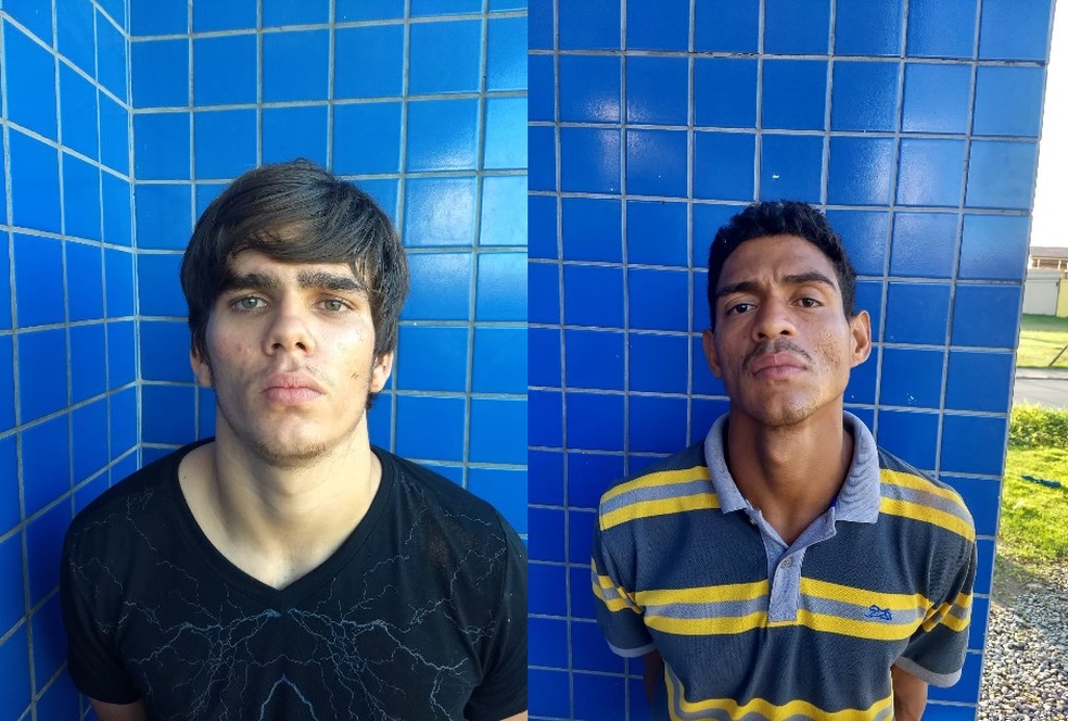 Nathan Martins Fernandes, de 18 anos, Alexssander Gonzaga e Silva, de 29 anos, foram presos. â Foto: PMMT/Assessoria