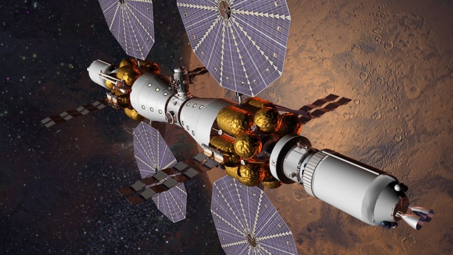 Concepção artística de estação espacial marciana proposta pela empresa Lockheed Martin (Foto: divulgação)