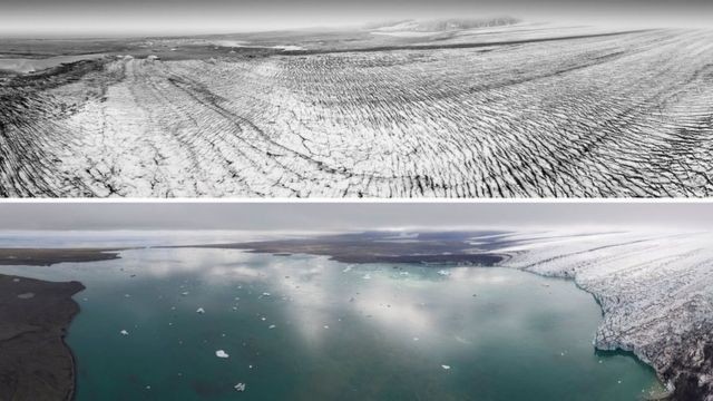 O antes e depois das geleiras que estão desaparecendo na Islândia thumbnail