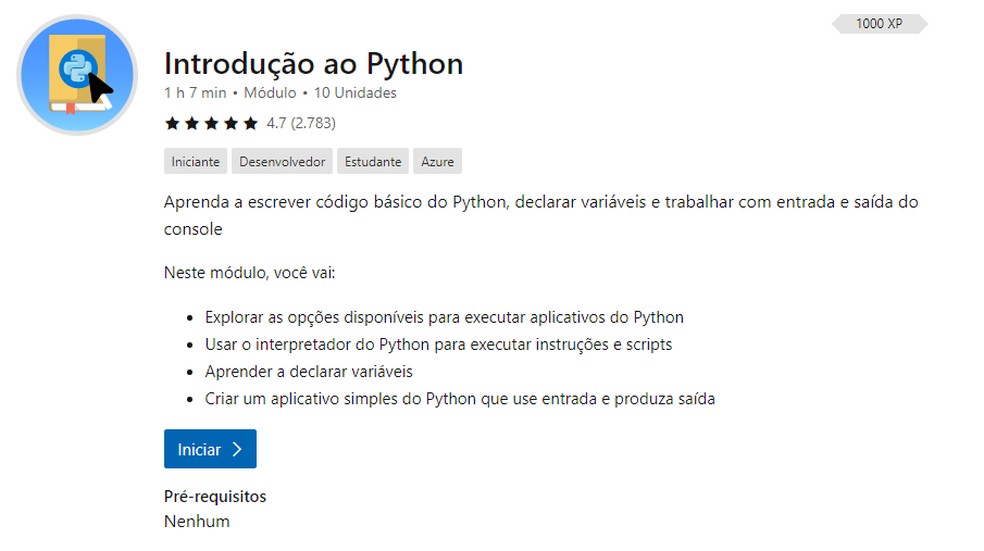 Curso da Microsoft é simples e vale como introdução ao Python — Foto: Reprodução/Filipe Garrett