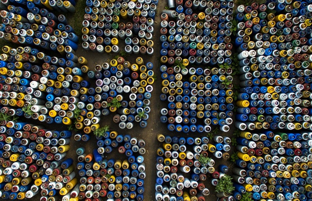 Imagem aérea mostra 'cemitério de botijões de gás' na Cidade do México