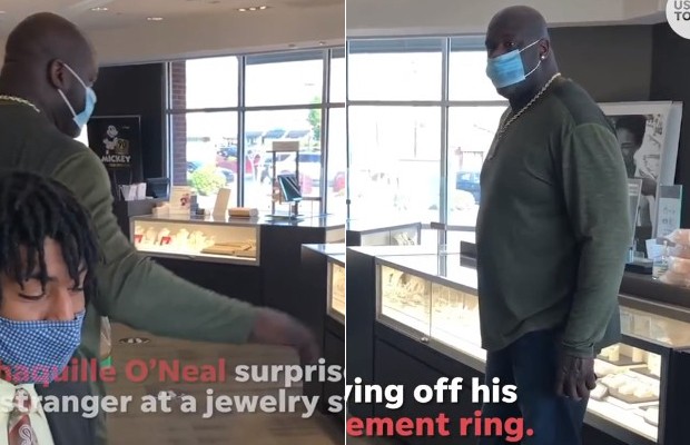 Shaquille O'Neal paga o anel de noivado para fã (Foto: Reprodução)