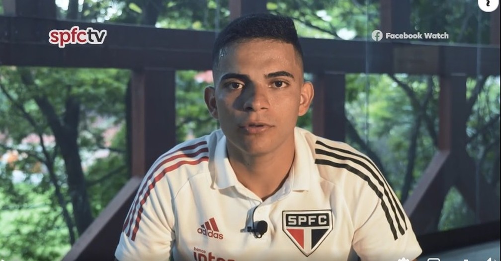 Bruno Rodrigues, reforço do São Paulo, deu entrevista para a "SPFCtv" — Foto: Reprodução