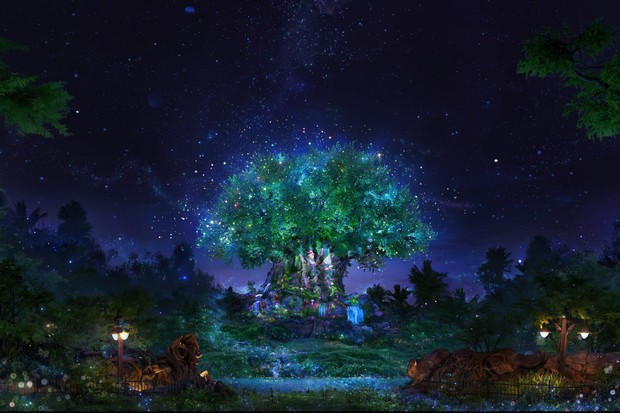 In this artist rendering, the Tree of Life becomes a Beacon of Magic in Disney’s Animal Kingdom Theme Park at Walt Disney World Resort in Lake Buena Vista, Fla. As part of “The World’s Most Magical Celebration” honoring Walt Disney World Resort’s 50th ann (Foto: Divulgação)
