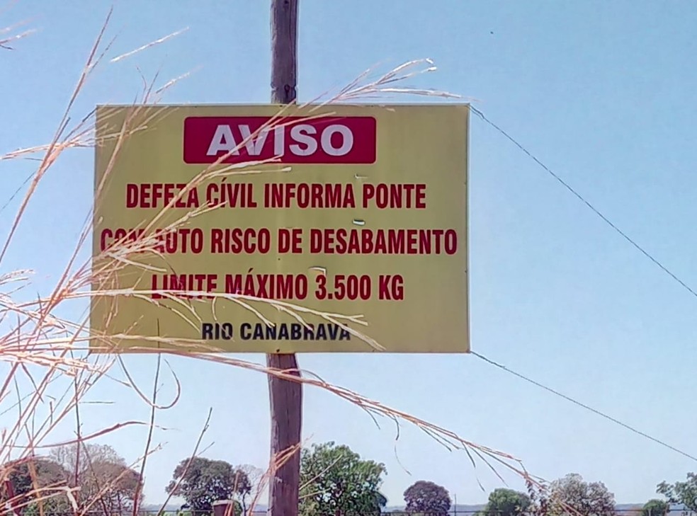 Risco de desabamento é sinalizado na estrada (Foto: João Carlos Lopes/Defesa Civil)